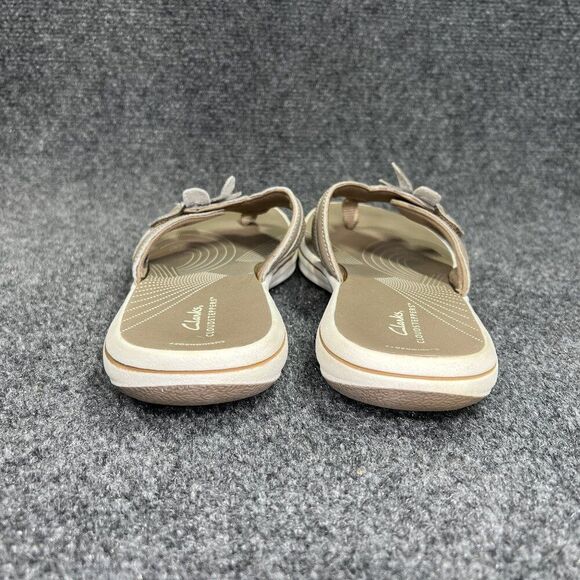 Clarks Cloudsteppers Sandals Women's 10 Tan Comfort Casual Toe Post Flip Flops - Picture 5 of 12